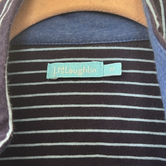 J. McLaughlin 1/4 Zip Athletic Pullover Navy and Sky Blue Size Medium - Picture 3 of 9